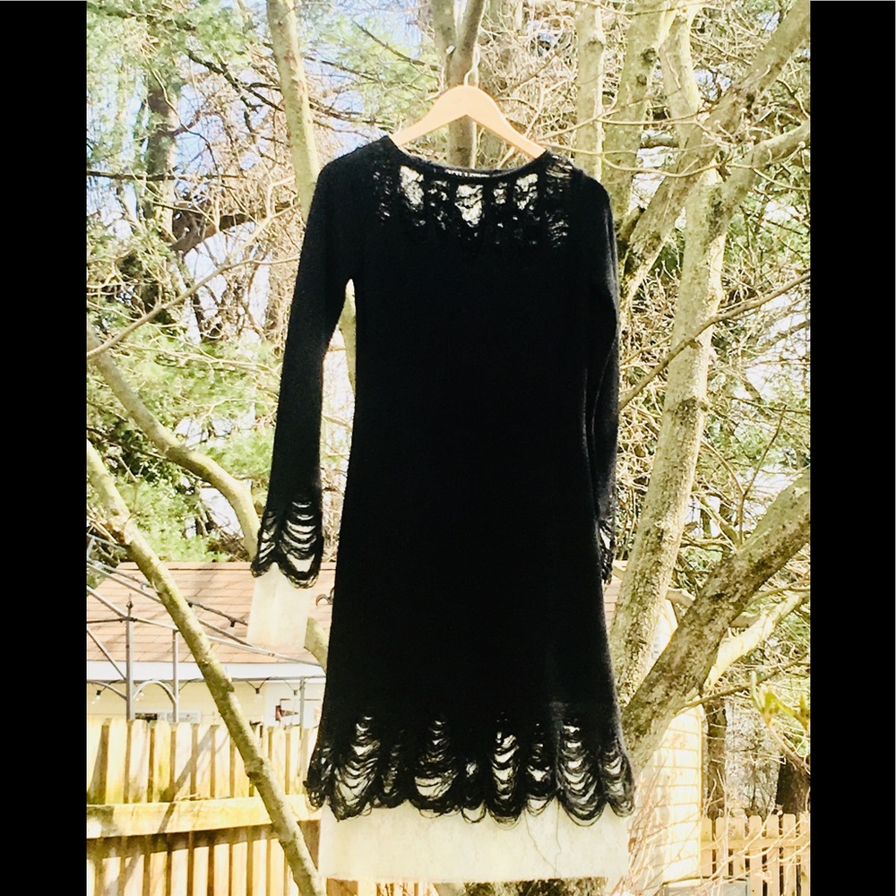 KILLSTAR distressed NWOT black dress w/ white lace